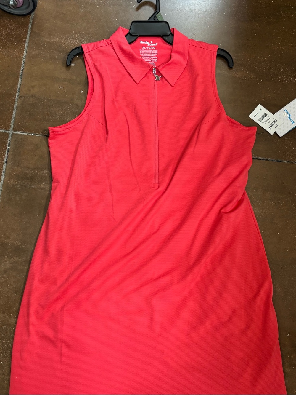 Sleeveless Zip Polo Style Dress With Shorts- Coral